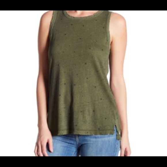 Current/Elliott Muscle Tank Top Army Green Star - Picture 2 of 5